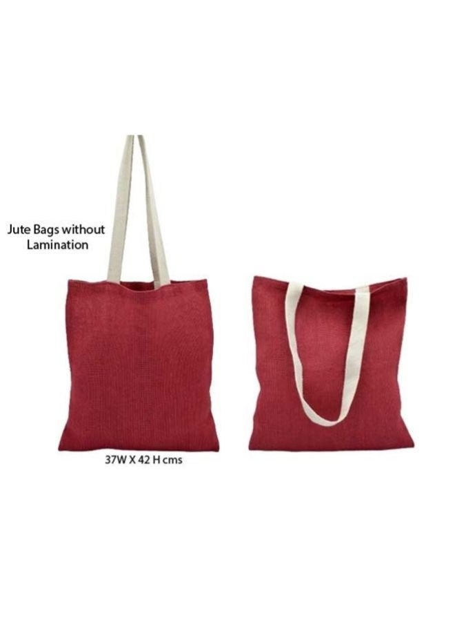 Fatio Set of 10 Eco-Friendly Jute Tote Bags – Reusable & Durable Shopping Bags with Cotton Handles - Image 3